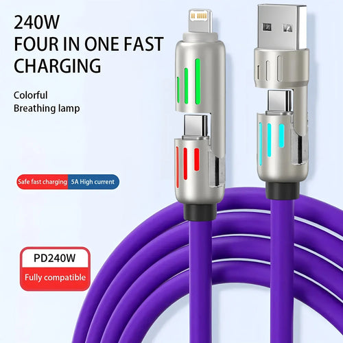 4-in-1 Silicone Fast Charging Cable