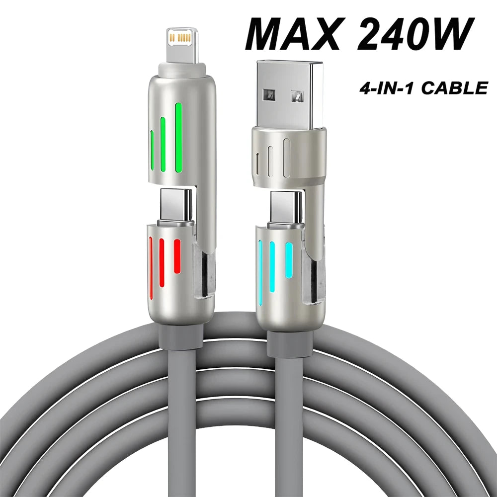 4-in-1 Silicone Fast Charging Cable