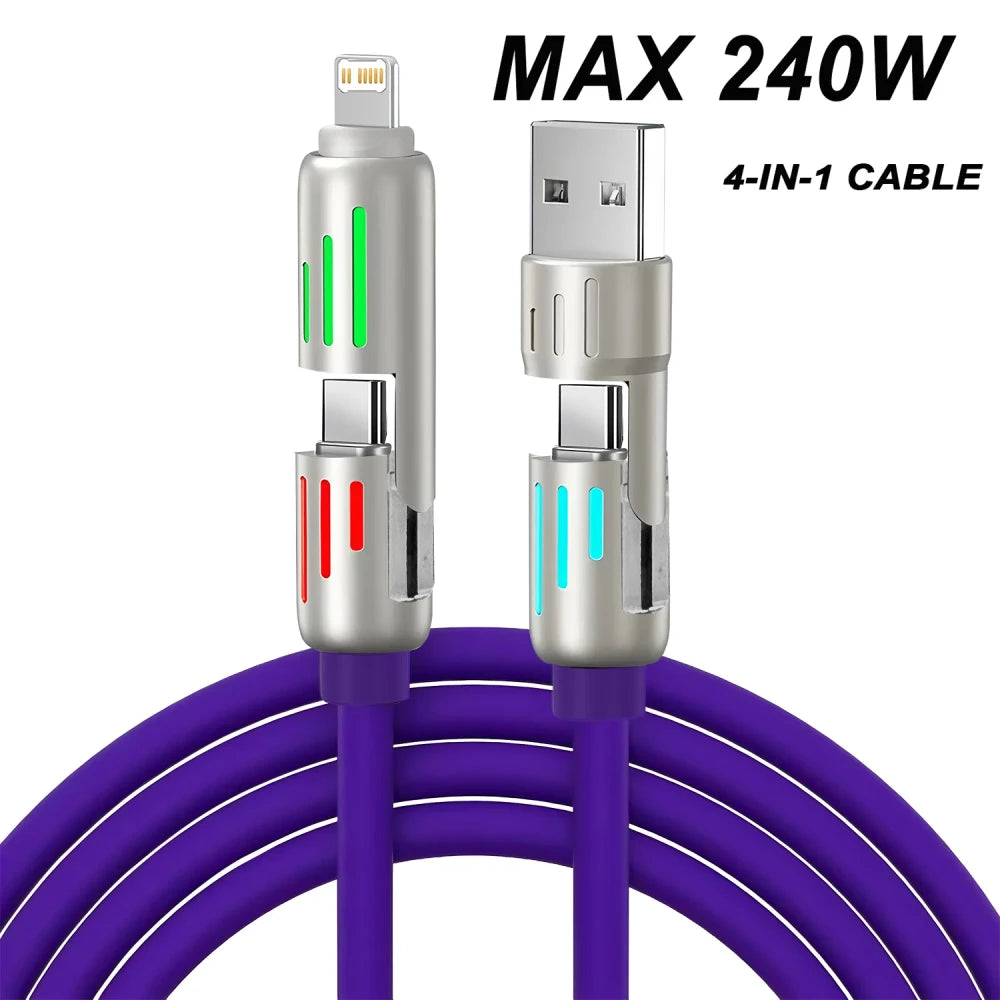 4-in-1 Silicone Fast Charging Cable